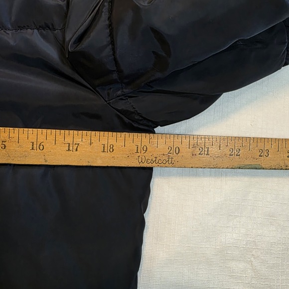 Levi Women's Puffer Coat S Navy Long Jacket Hooded Faux Fur urban utility scandi - Picture 8 of 12